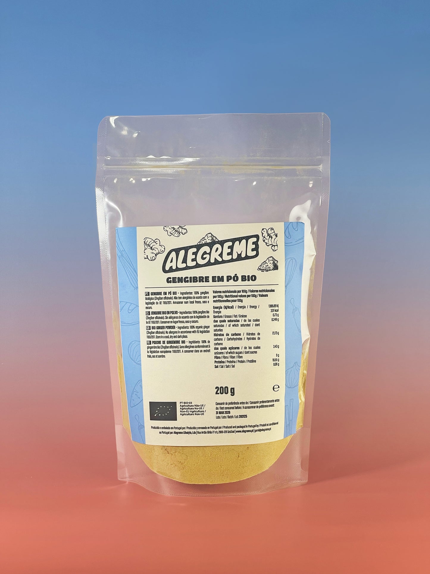 Jengibre orgánico en polvo (200 g)