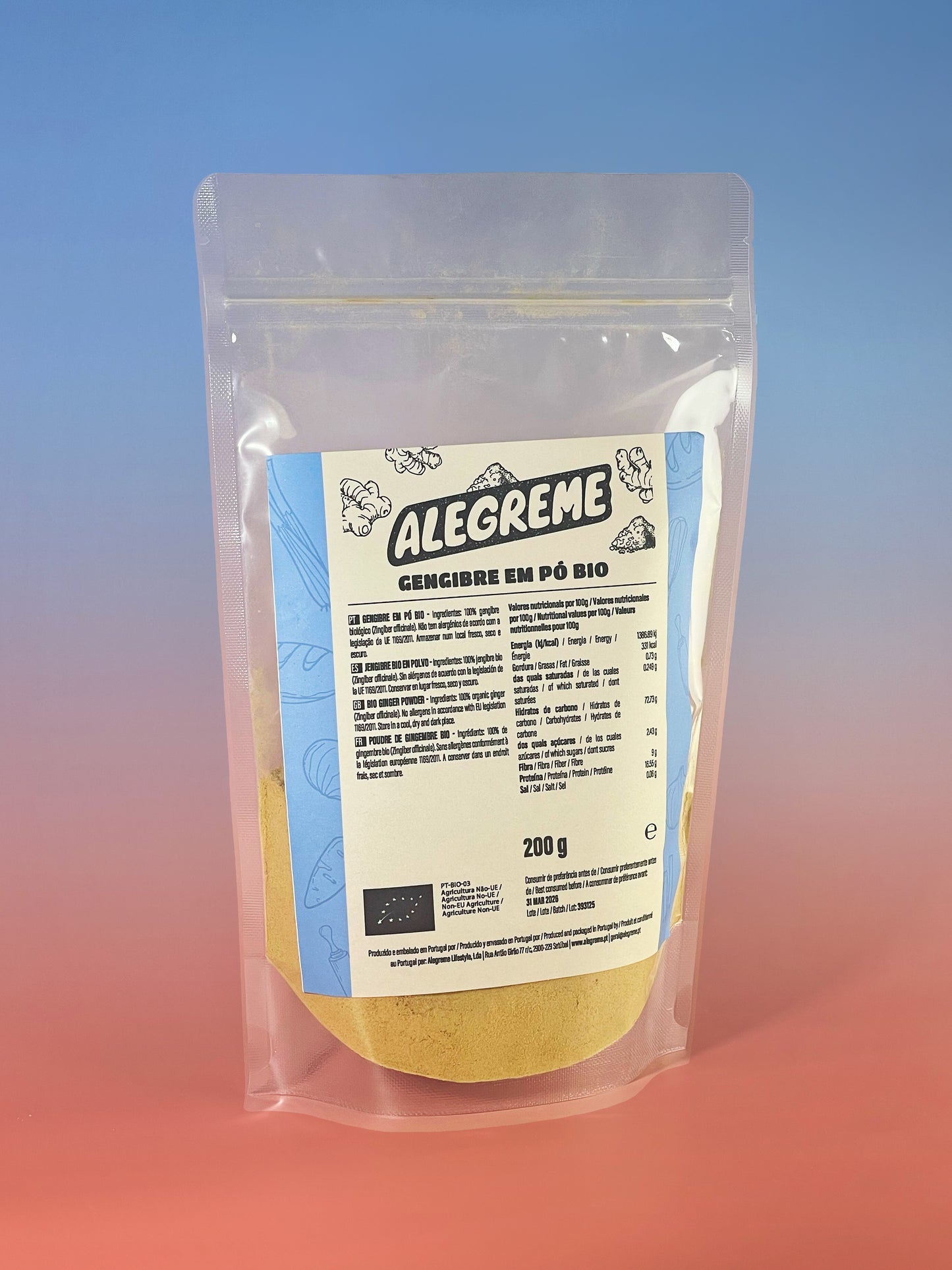 Jengibre orgánico en polvo (200 g)