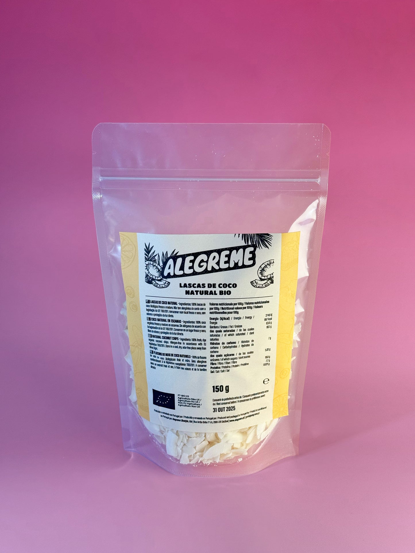 Copos de coco natural orgánico (150 g)