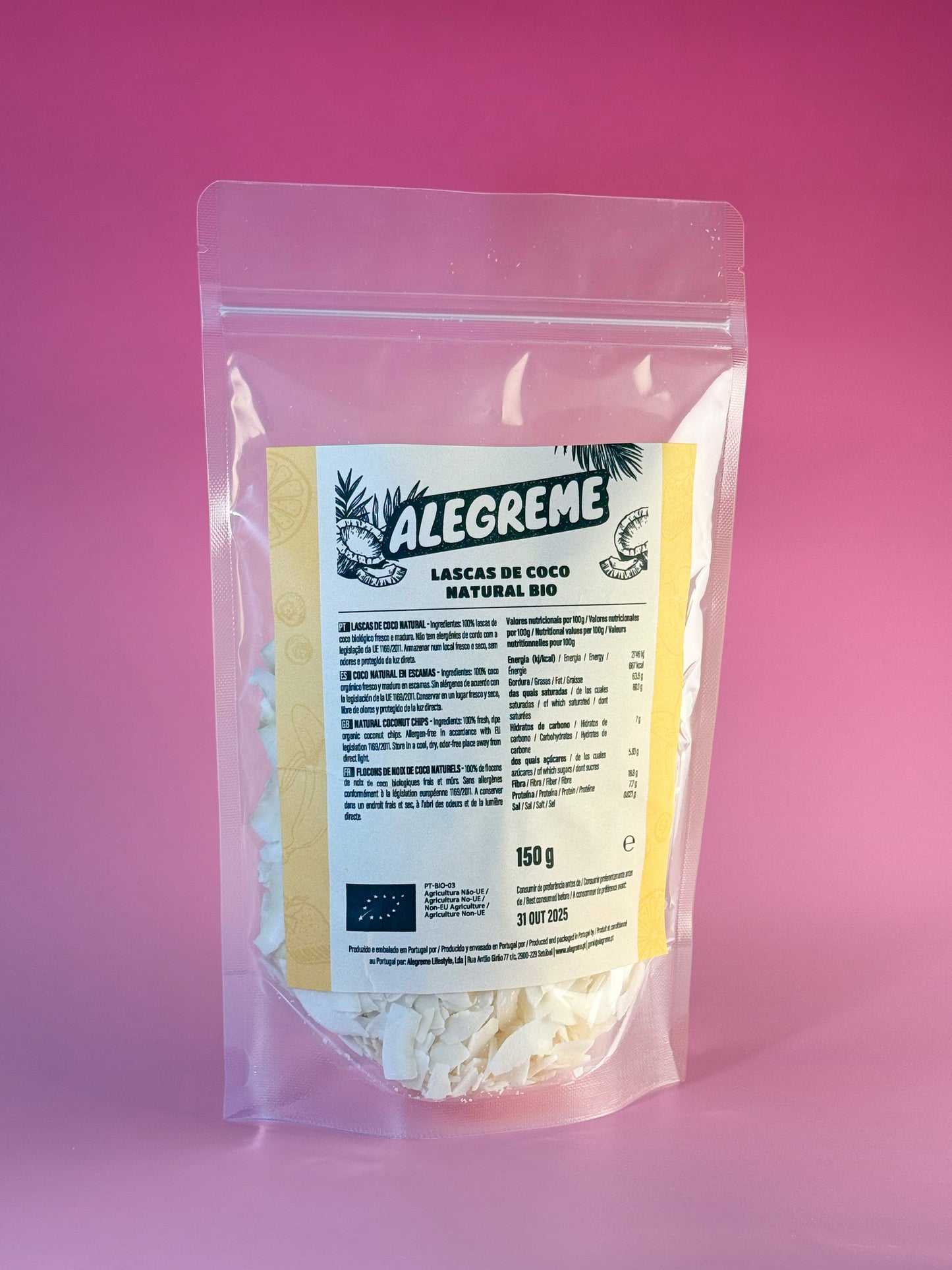 Copos de coco natural orgánico (150 g)