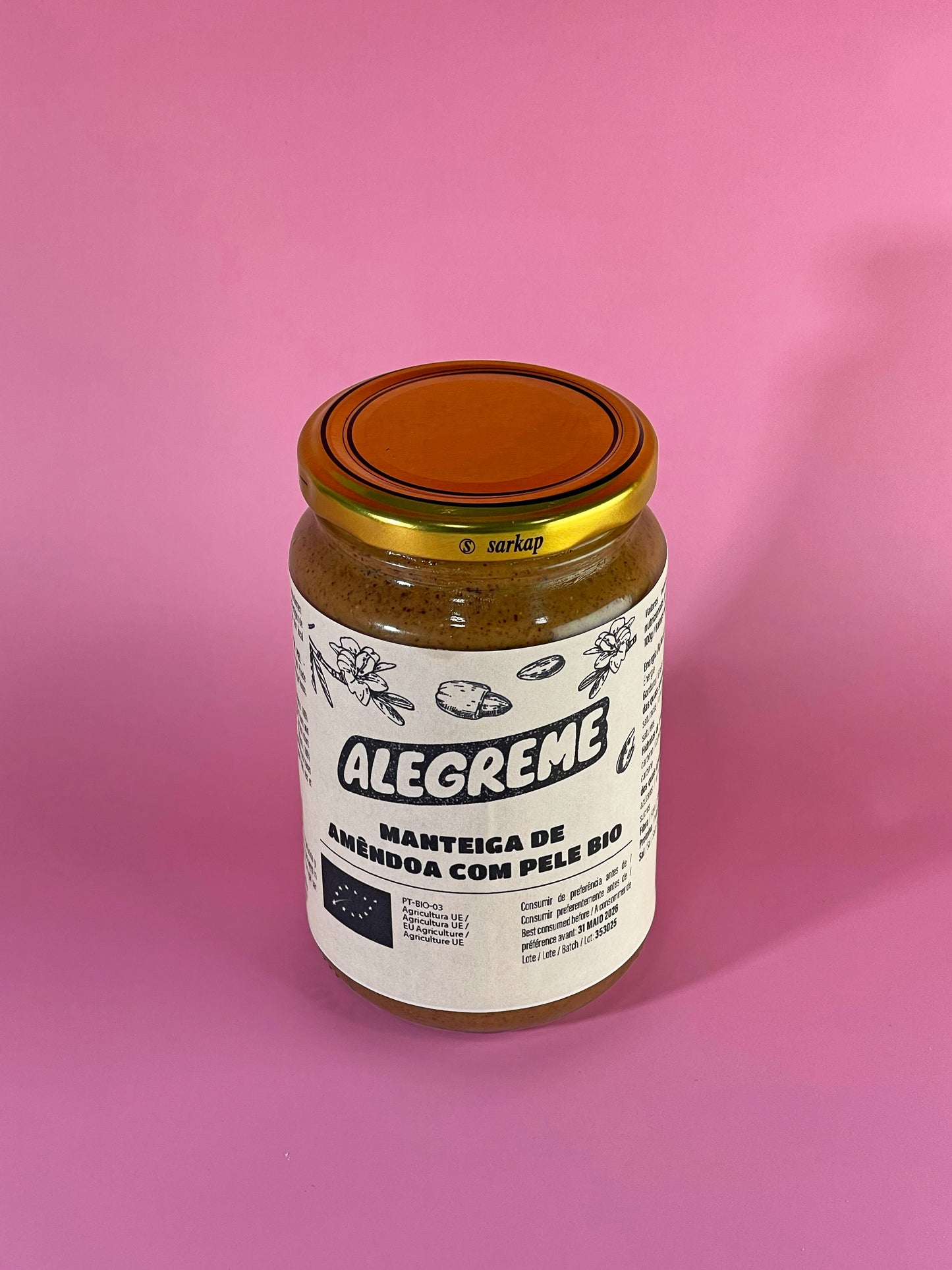 Mantequilla de almendras ecológica con piel (350g)