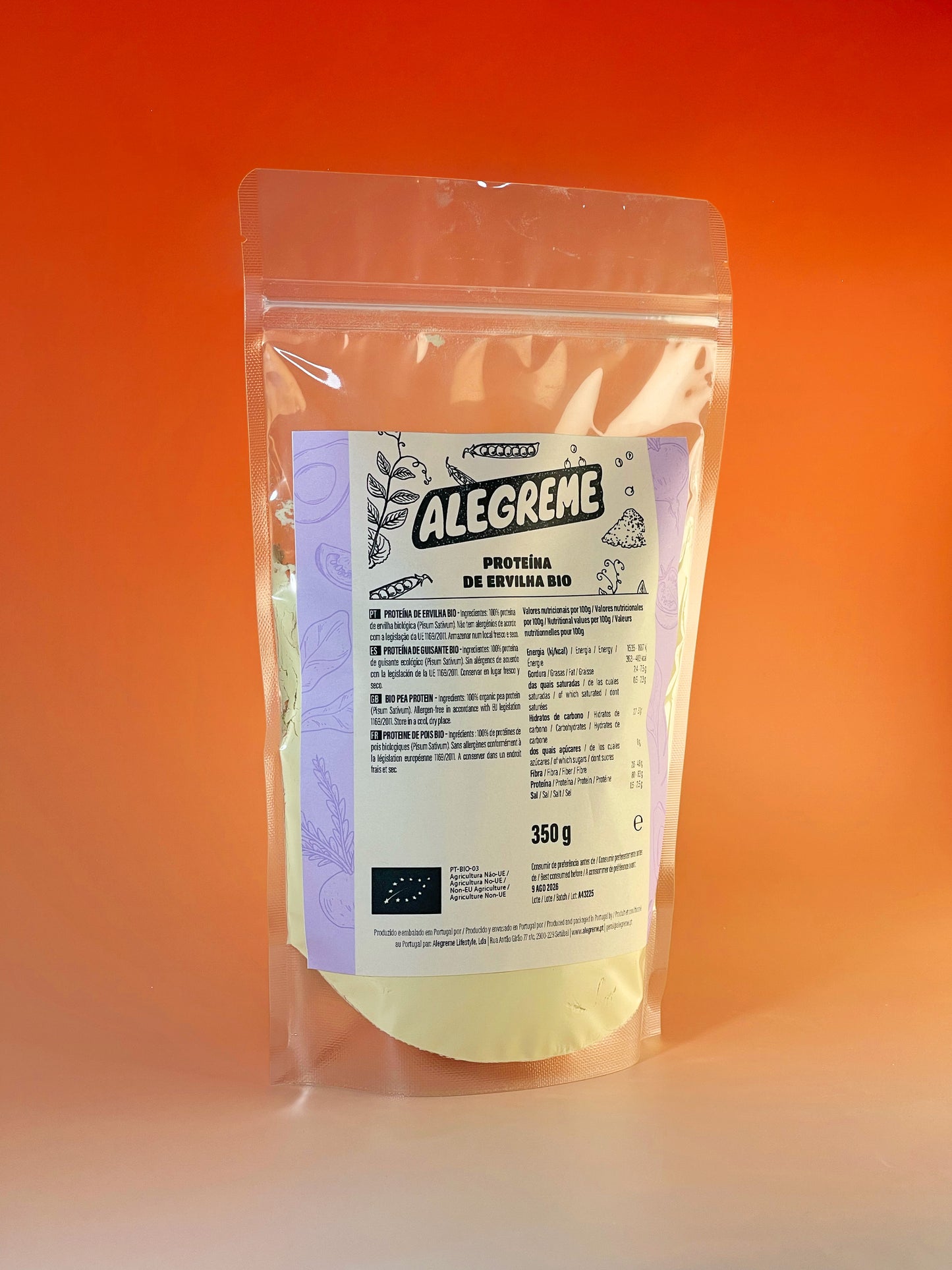 Proteína de ervilha bio (350 g)