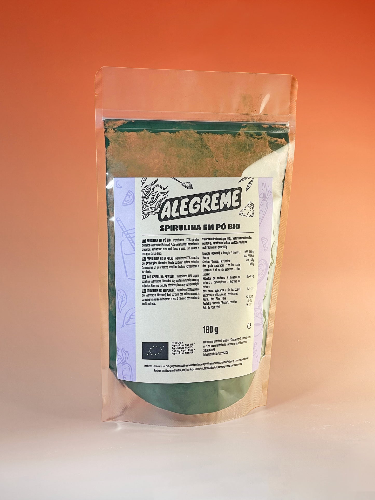 Organic Spirulina Powder (180g)