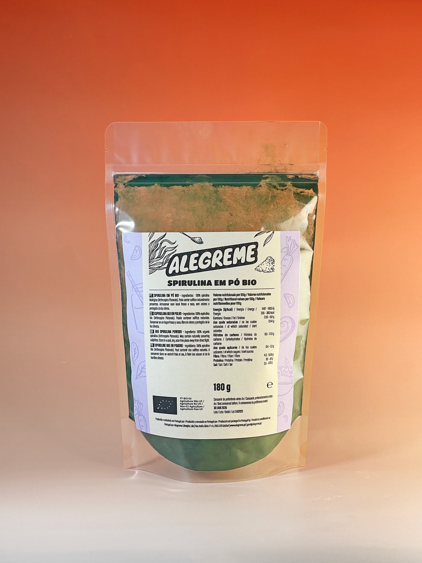 Organic Spirulina Powder (180g)